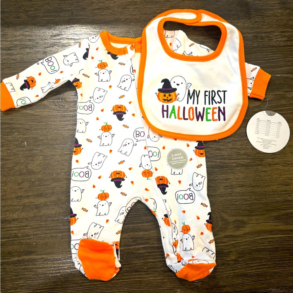New my first Halloween trick treat 2pc outfit sleeper baby newborn